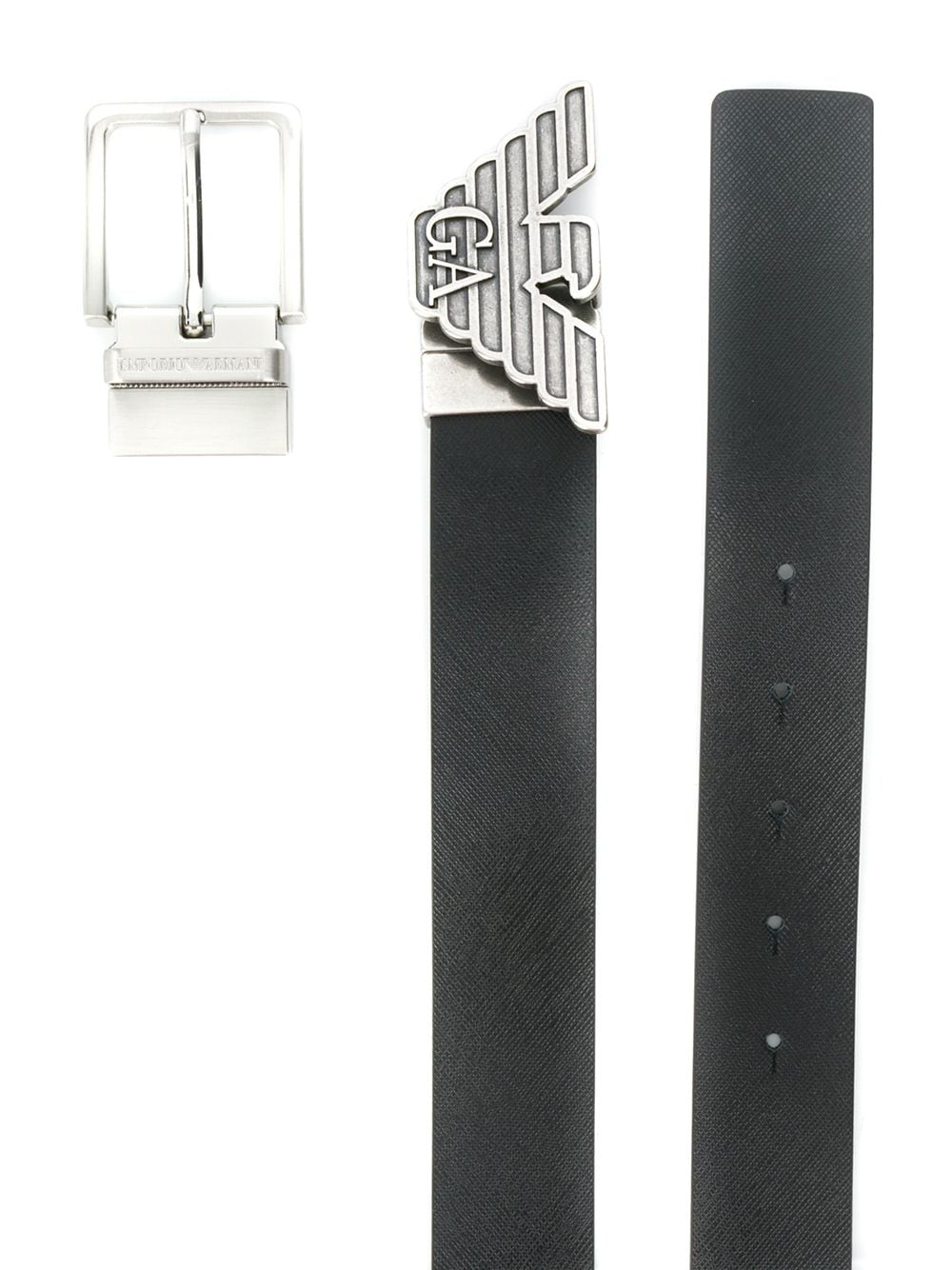 Shop Emporio Armani Logo Buckle Belt In Black