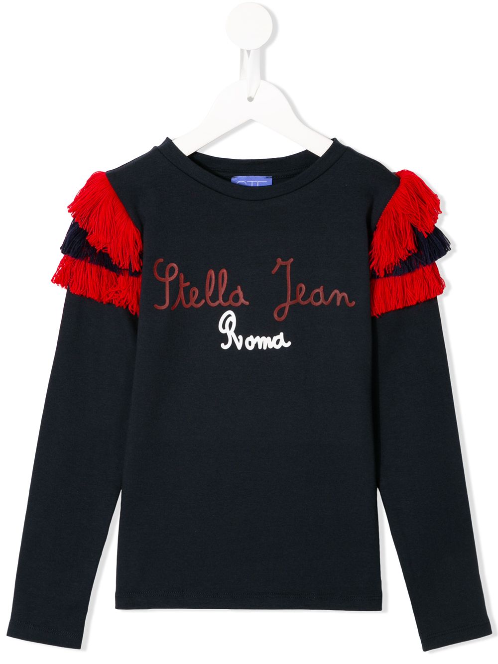 

Stella Jean Kids playera con logo flecos en las mangas - Azul