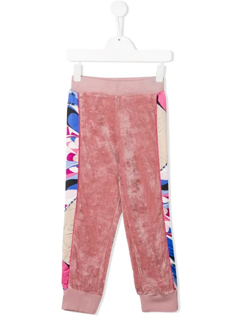 PUCCI Junior بنطال رياضي مخملي بطبعة جانبية 