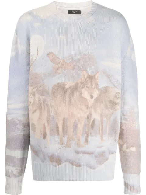 winter men's digital print long sleeve double color wolf sweatshirt