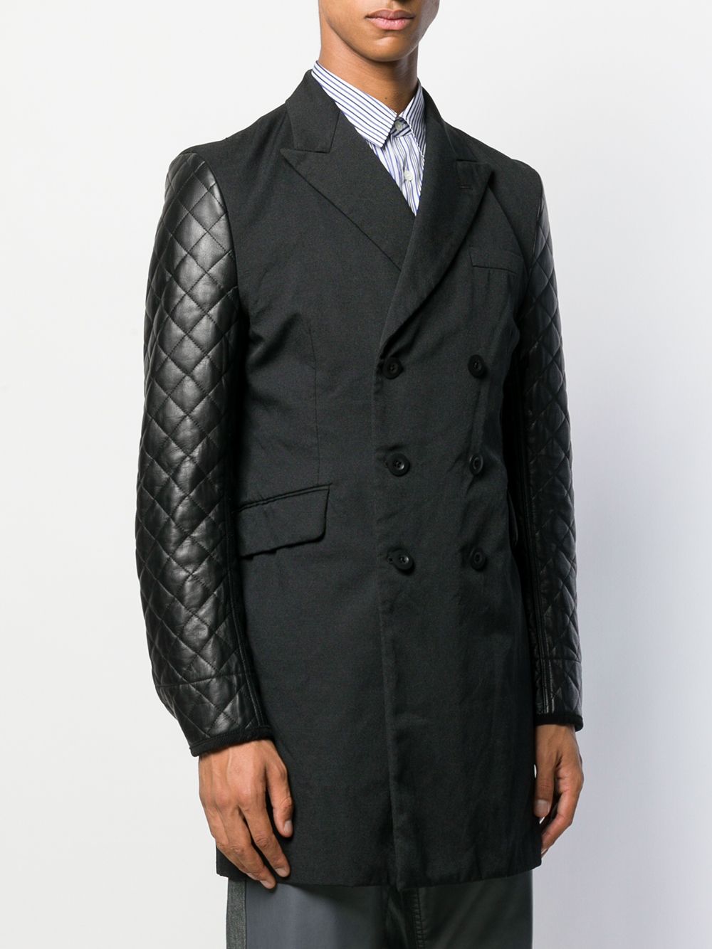 фото Junya watanabe man двубортное пальто с контрастными рукавами