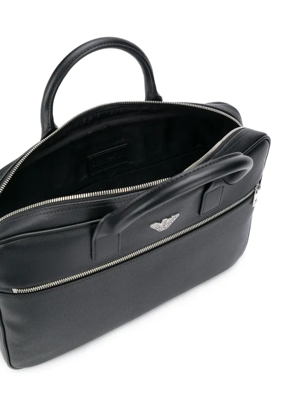 ARMANI パソコンケース Emporio Armani Small Logo Plaque Briefcase | Black | FARFETCH
