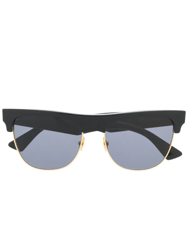 black and gold semi rimless sunglasses