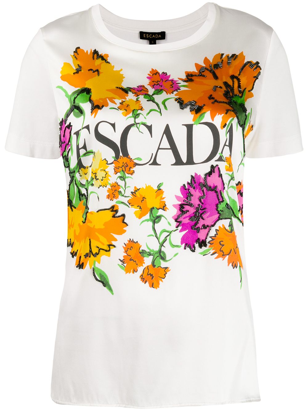 фото Escada футболка с цветочным принтом и логотипом