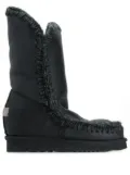 Mou crochet stitch-trim wedge boots - Black