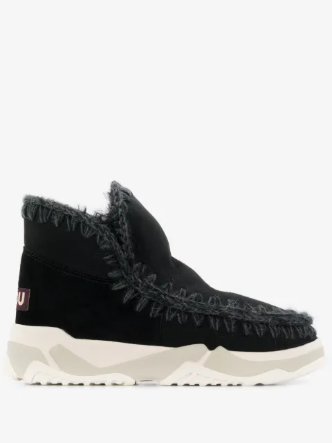 Mou crochet stitch-trim boot sneakers