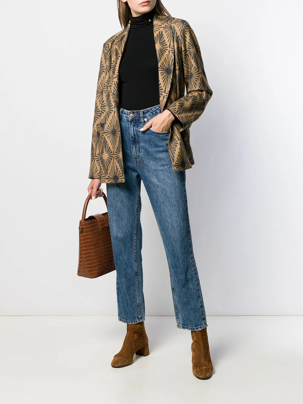 Geometric Sunburst Print Blazer