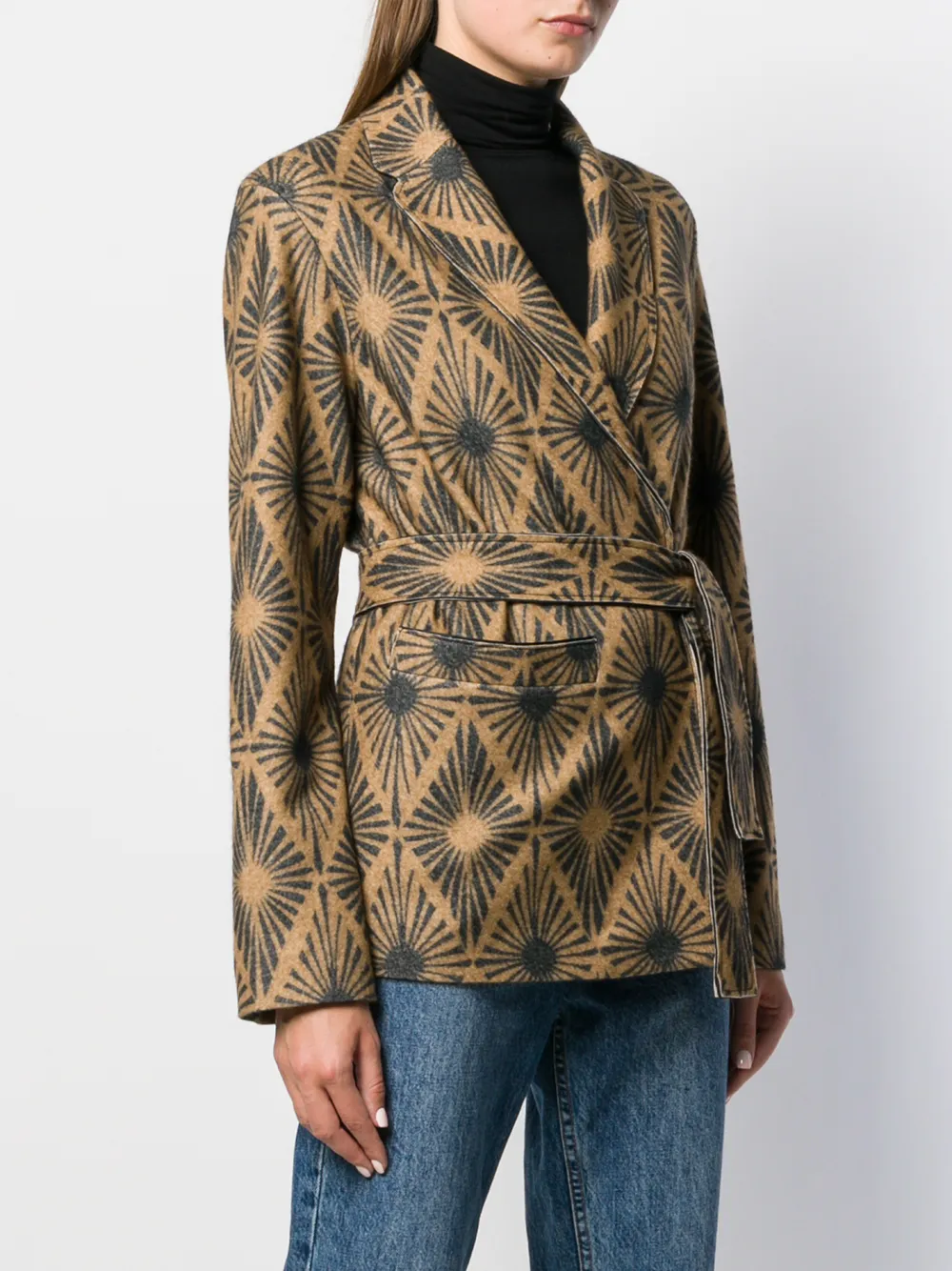 Geometric Sunburst Print Blazer