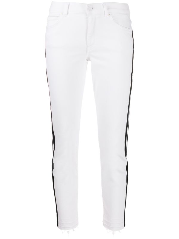 white jeans with side stripe