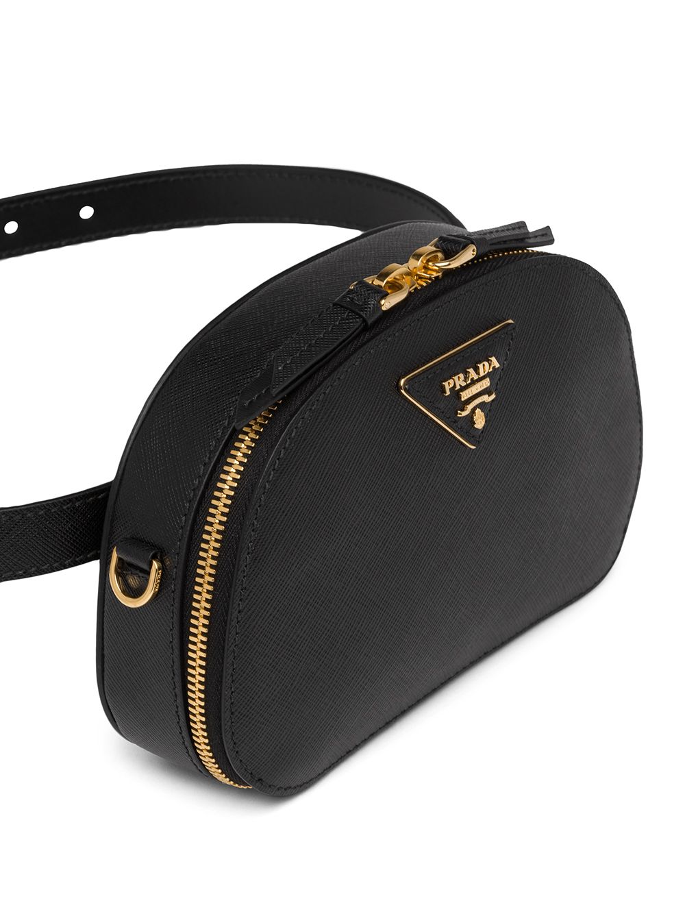 Prada Odette Saffiano Leather Belt Bag in Black