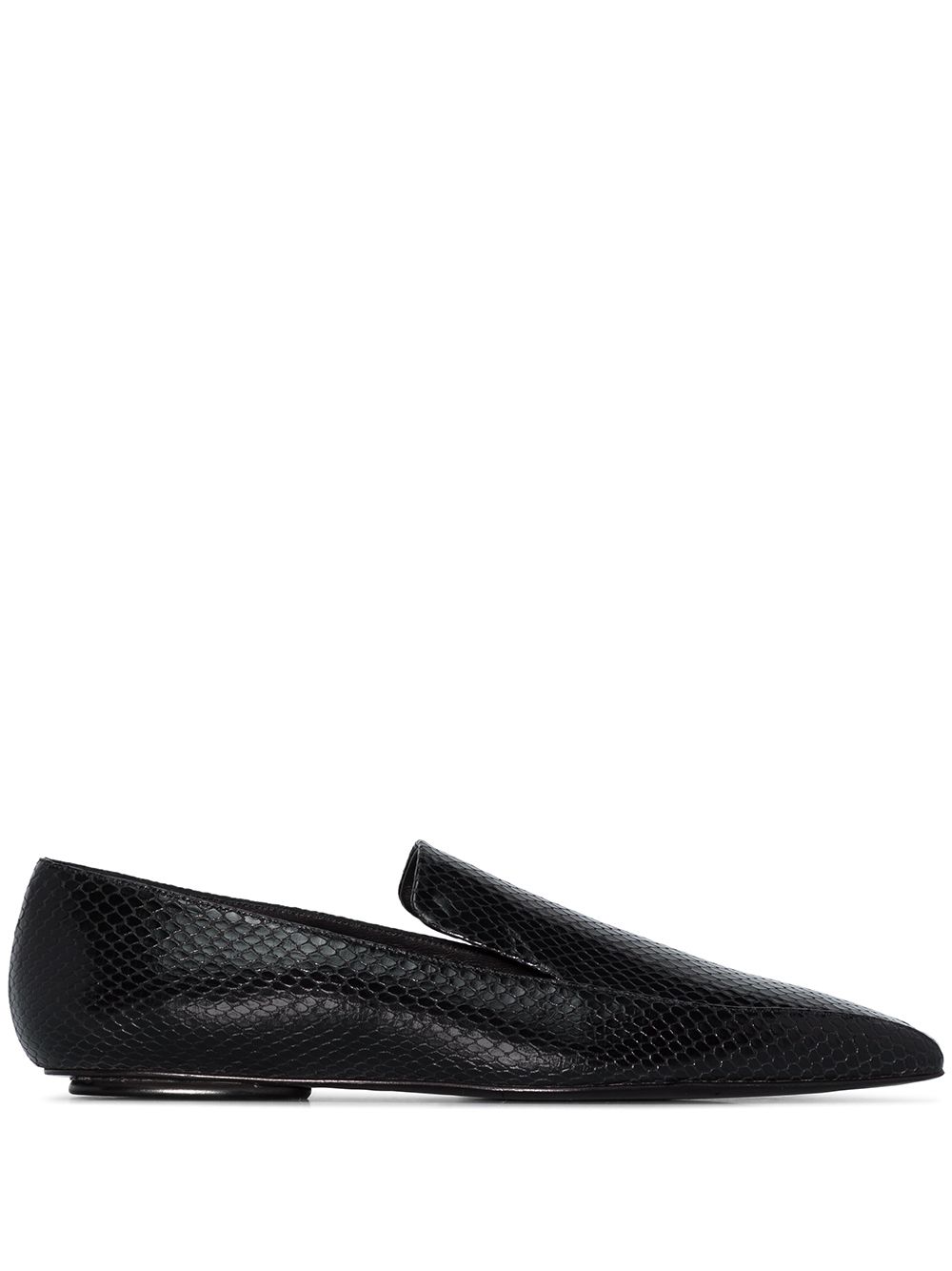 Shop Rosetta Getty Snake-effect Leather Loafers In Black