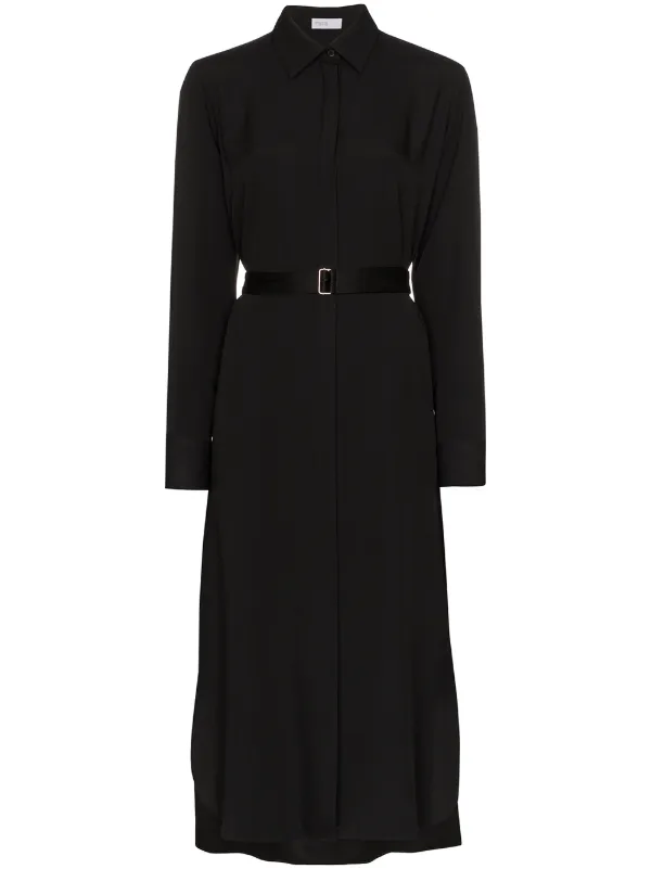 belted midi shirt dress