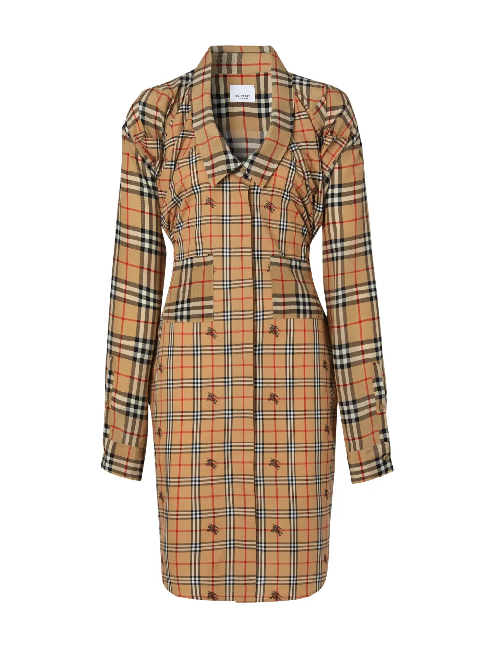 BURBERRY VINTAGE CHECK SILK AND COTTON SHIRT DRESS,14450320