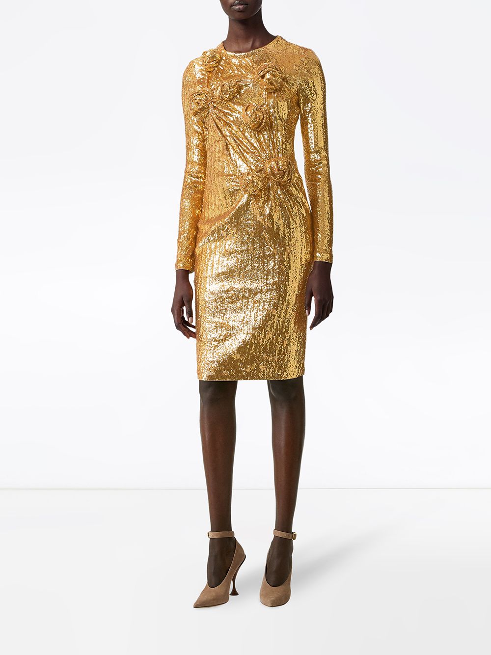 фото Burberry hand-gathered detail sequinned dress