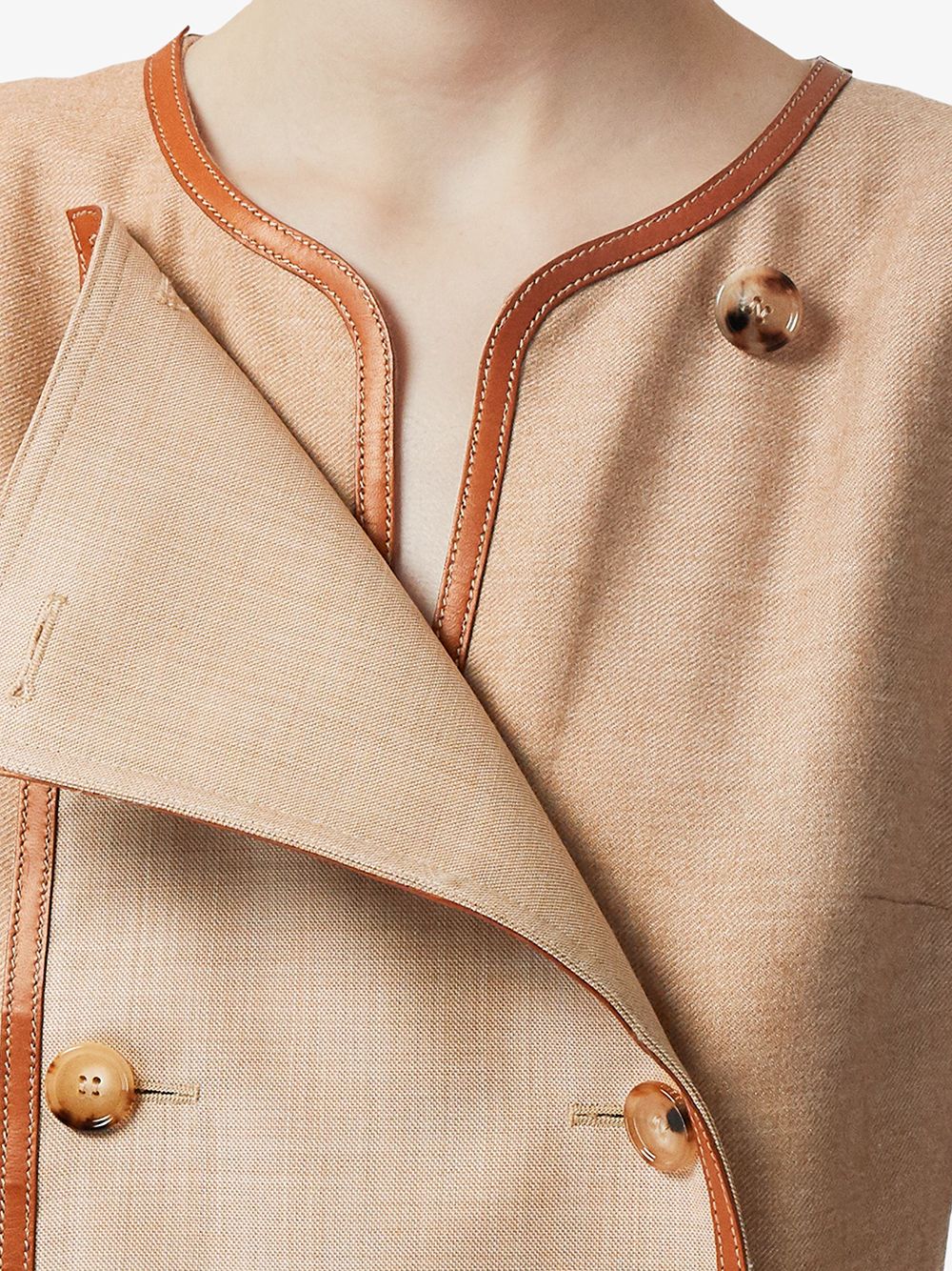 фото Burberry button panel detail wool blend shift dress