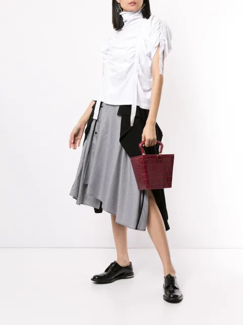 AGANOVICH JERSEY-PANELLED HOUNDSTOOTH SKIRT