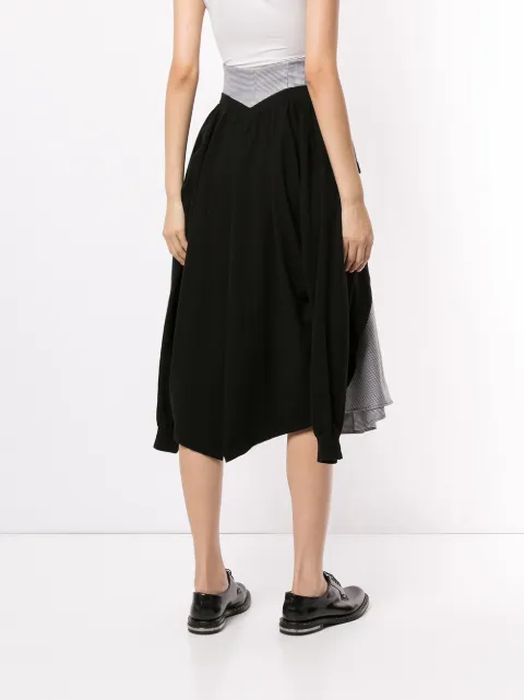 AGANOVICH JERSEY-PANELLED HOUNDSTOOTH SKIRT