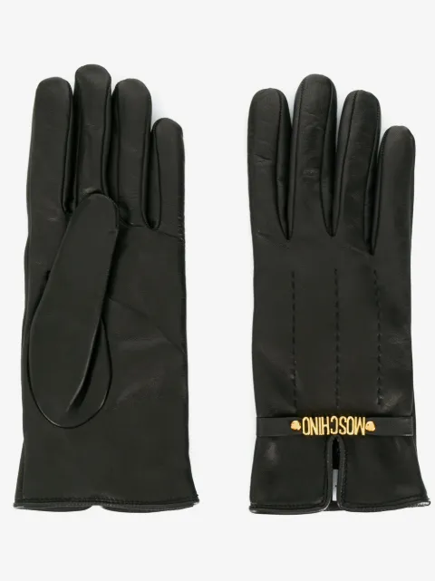 Moschino gants à plaque logo