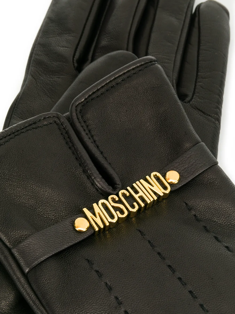 Moschino Handschoenen met logoplakkaat - Bruin