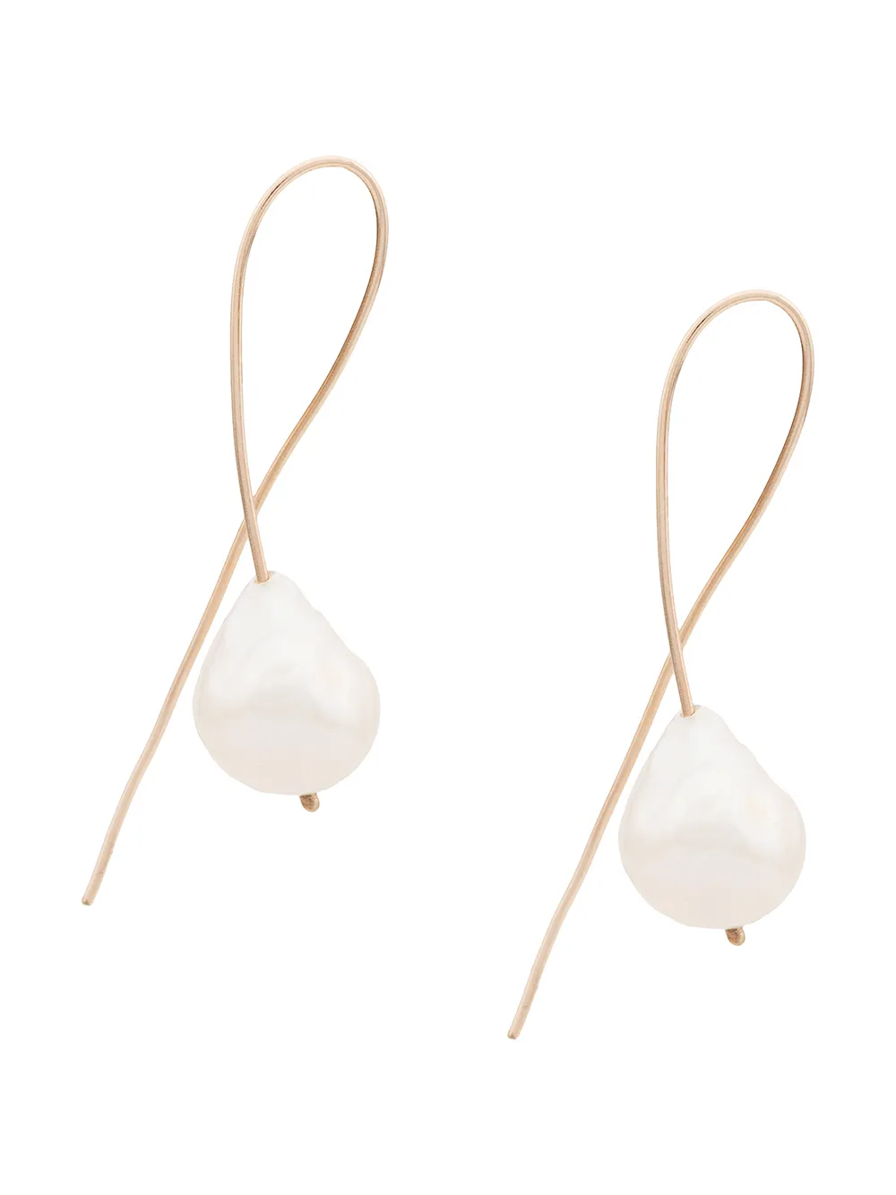 

Niza Huang 9kt yellow gold Baroque pearl curved earrings