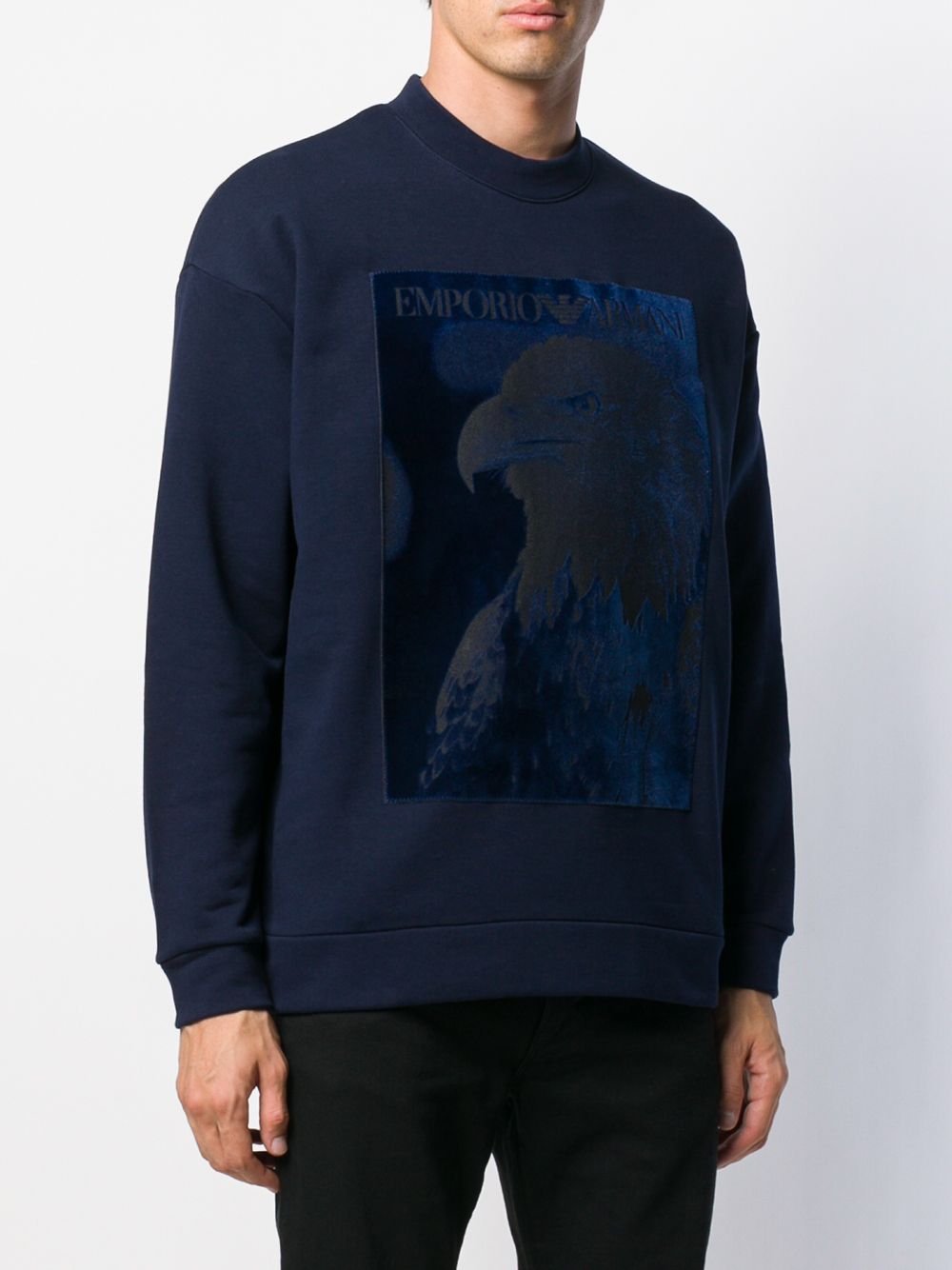 Emporio Armani glittery-eagle Print Sweatshirt - Farfetch