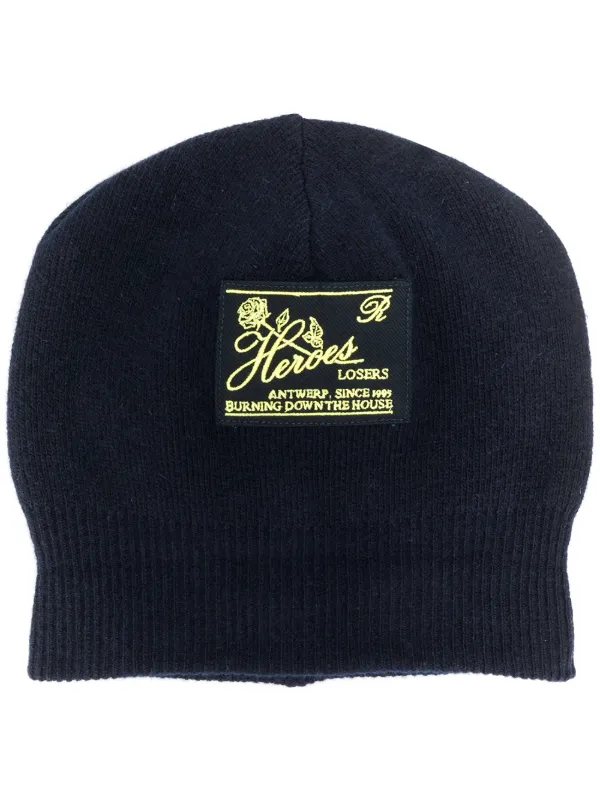 Shop Raf Simons Heroes patch beanie 