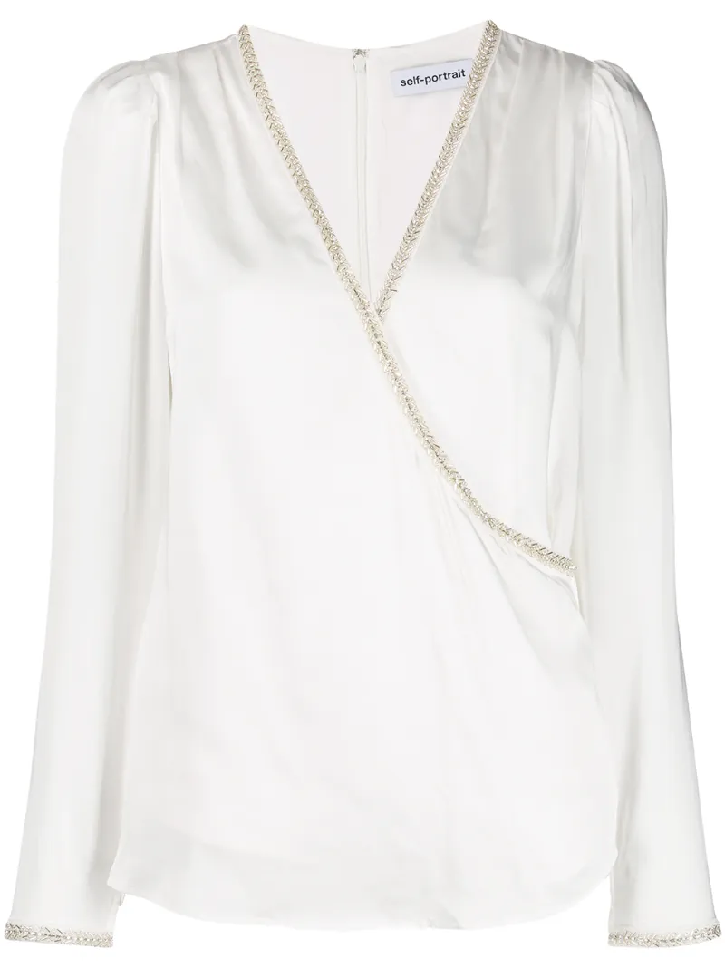 embellished v neck top