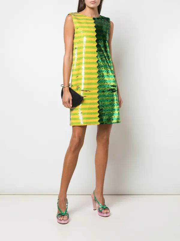 yellow sequin mini dress