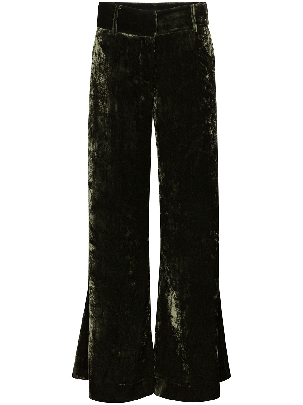 Shop Frame Panne Crushed-velvet Wide-leg Trousers In Green