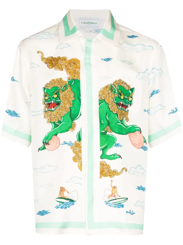 Shop White Casablanca Souvenir Silk Shirt With Express Delivery Farfetch