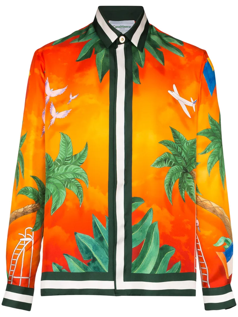 Casablanca Tennis Club Sunset Silk Shirt ModeSens