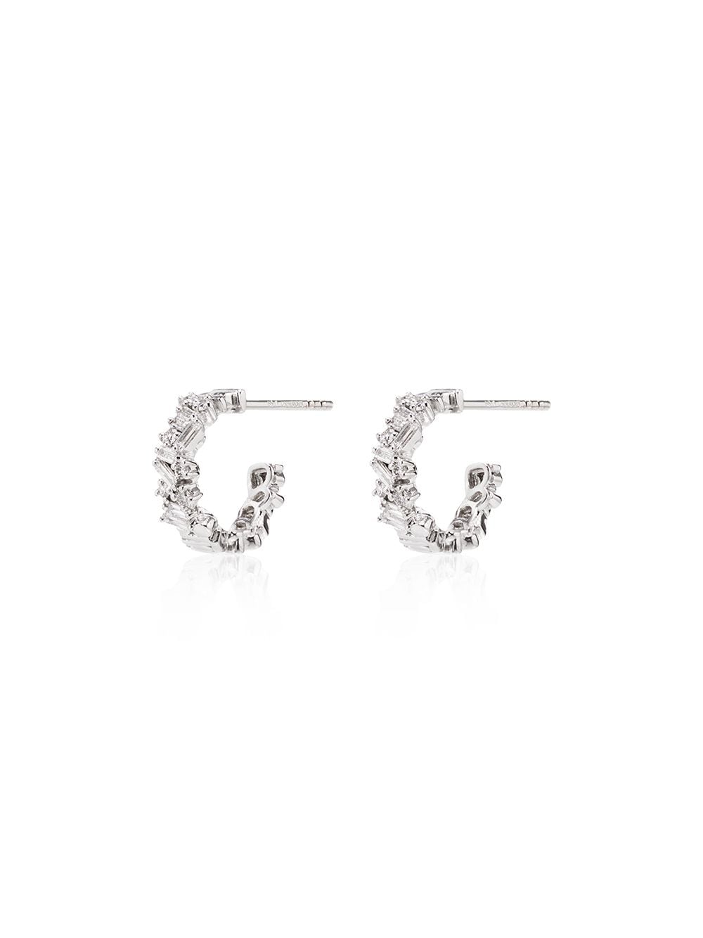 Shop Suzanne Kalan 18kt White Gold And Diamond Hoop Earrings In Metallic