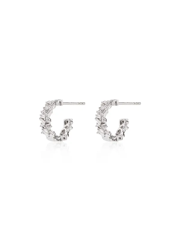 Suzanne Kalan Classic Diamond Icon Mini Hoops in Gold