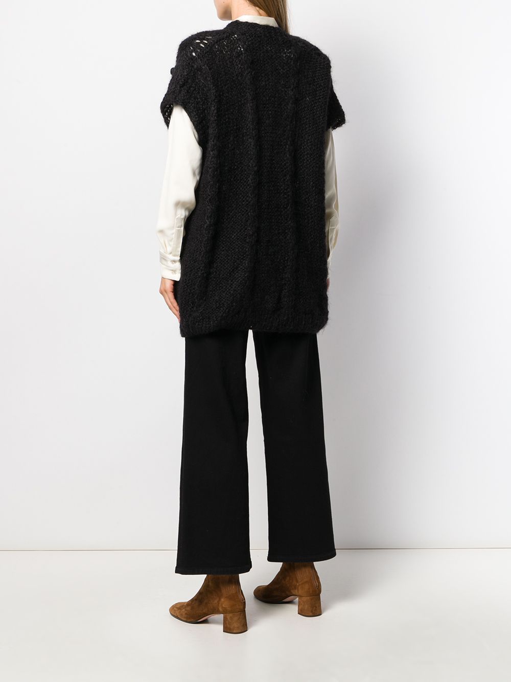 Shop Mes Demoiselles Short-sleeved Knit Cardigan In Black