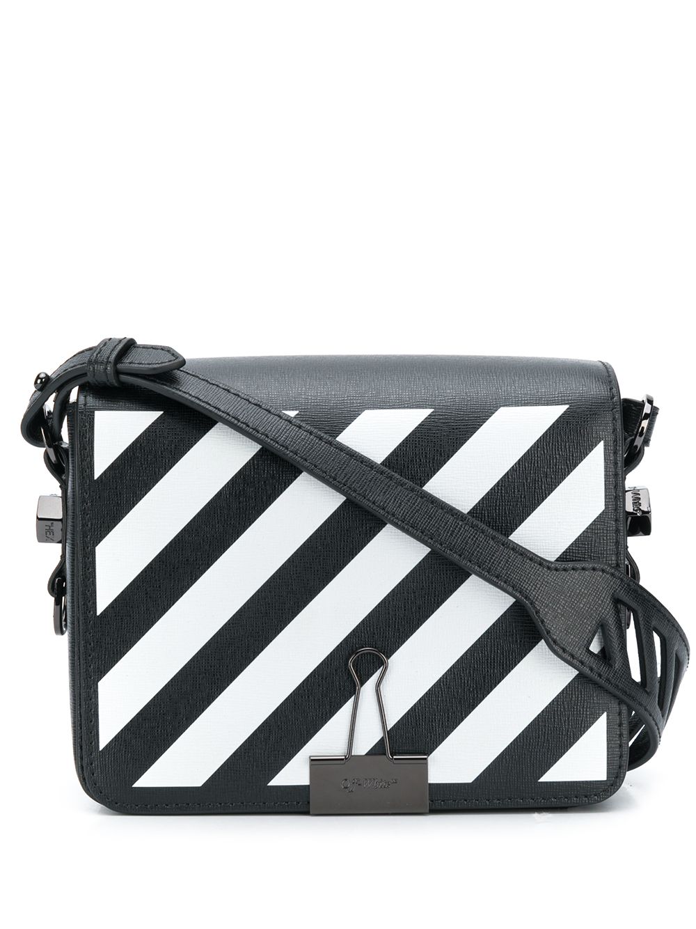 Off-White Binder Striped Flap Crossbody Bag