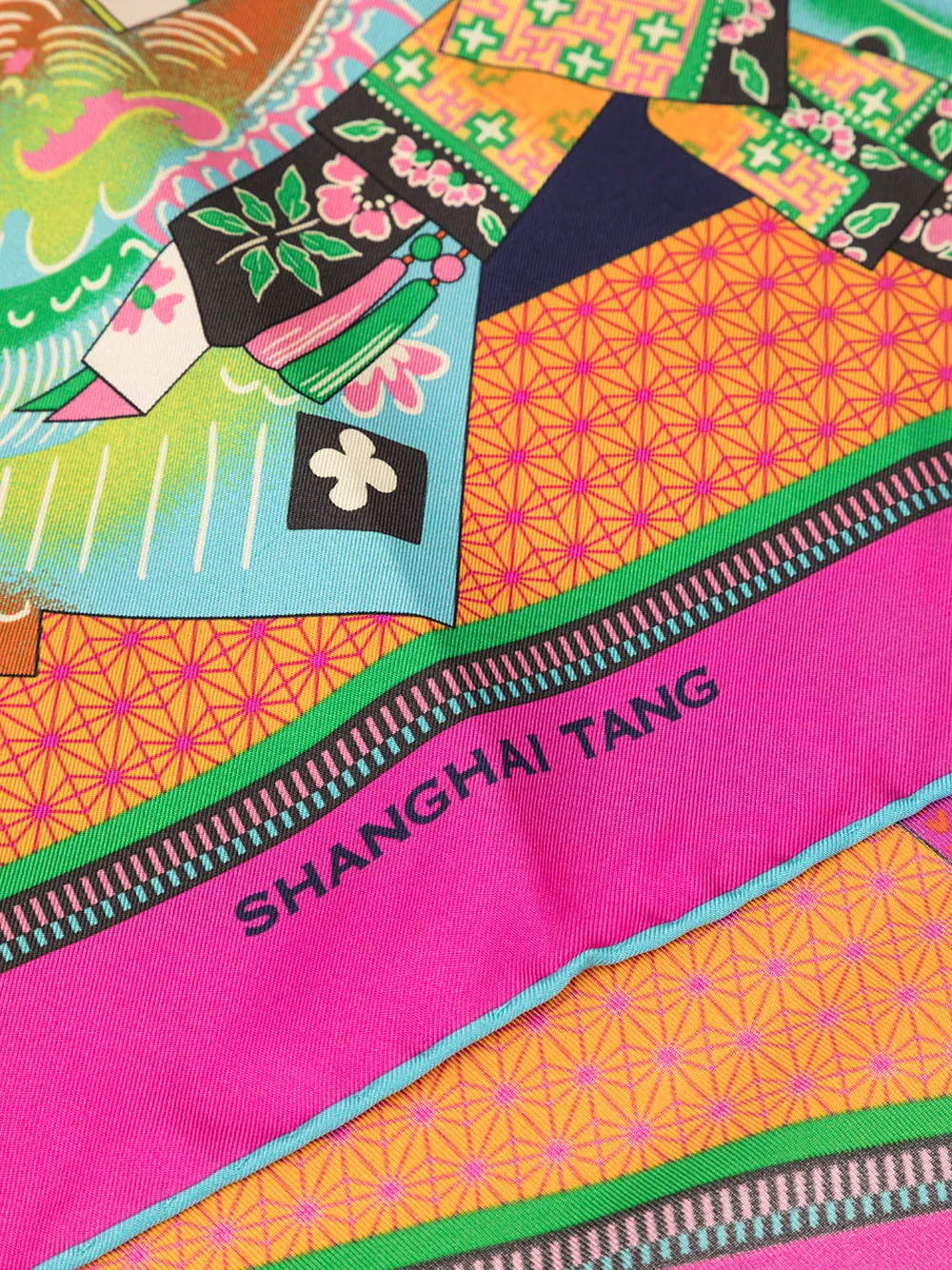  Shanghai Tang Schal Mit Print   Rosa 