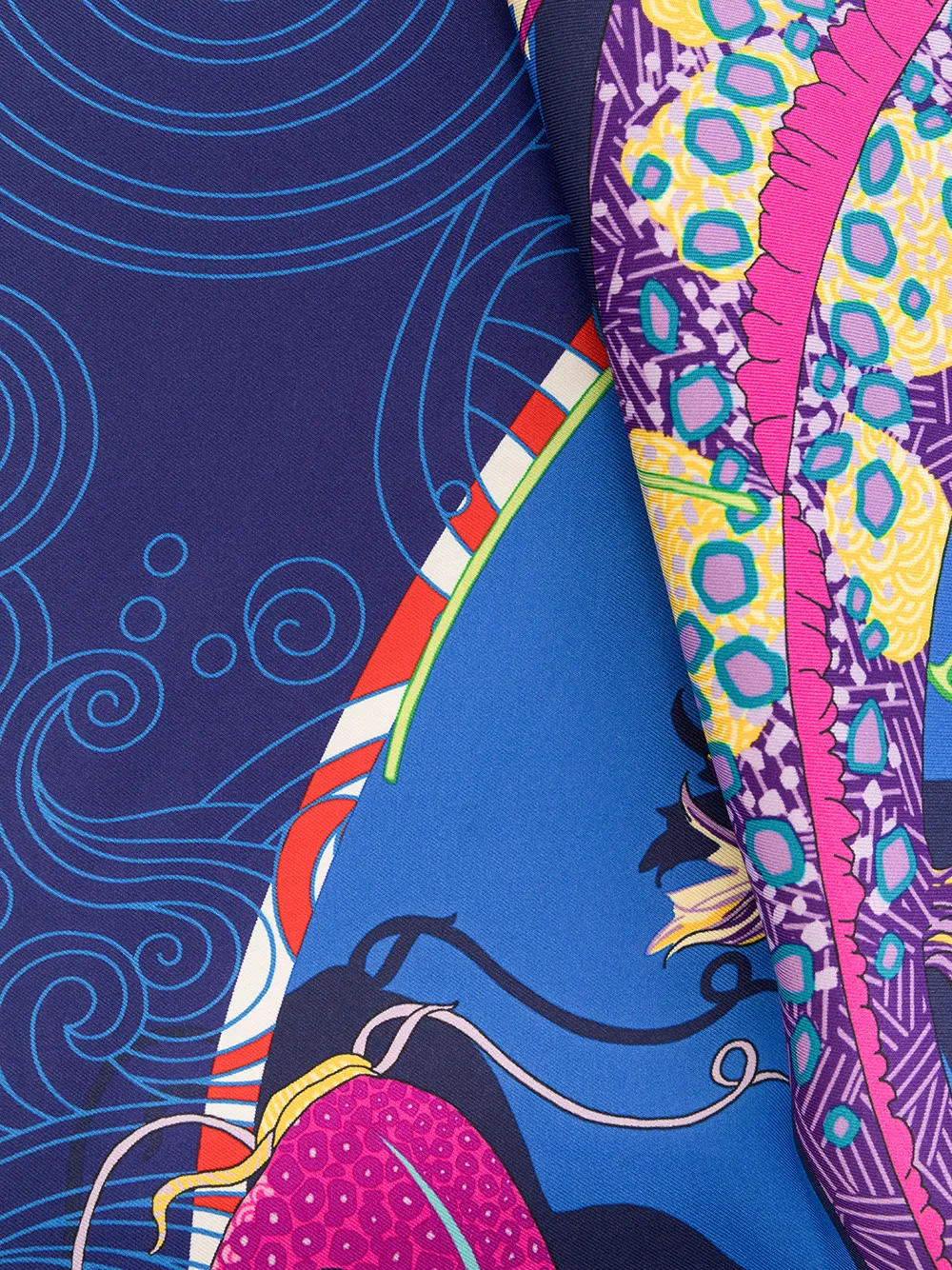  Shanghai Tang Schal Mit Print   Blau 