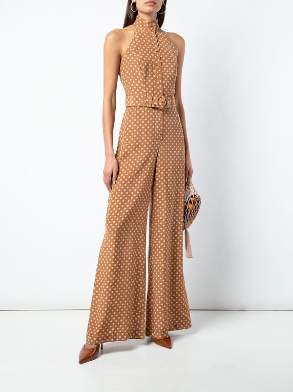 polka dot halter neck jumpsuit