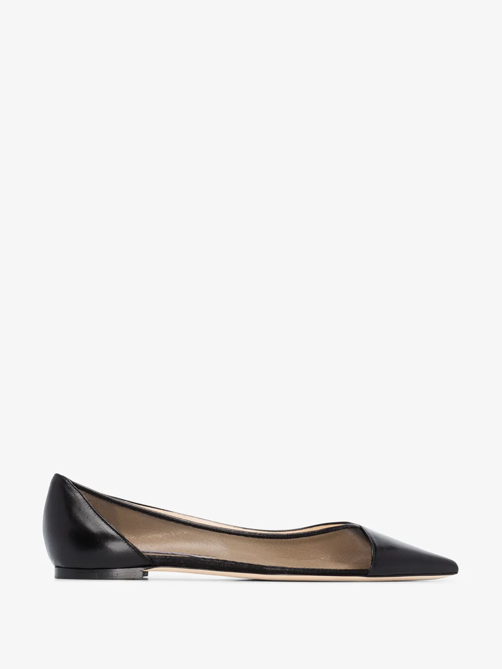 JIMMY CHOO BLACK SAIA FLAT LEATHER MESH PUMPS,SAIAFLATNMS14459403