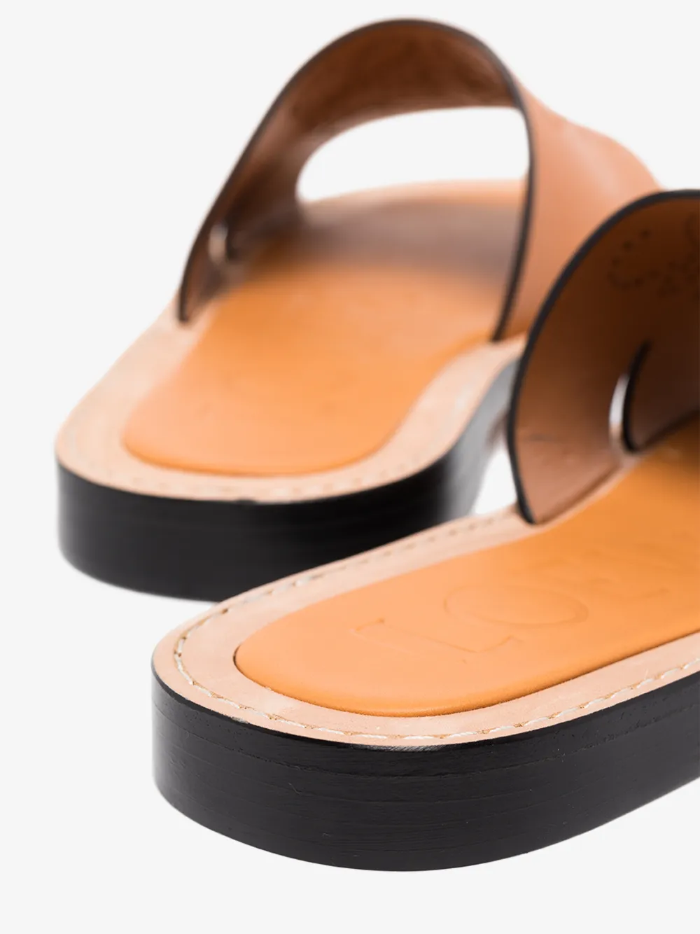 LOEWE LOEWE BROWN PERFORATED ANAGRAM LEATHER SANDALS,4531086014459550