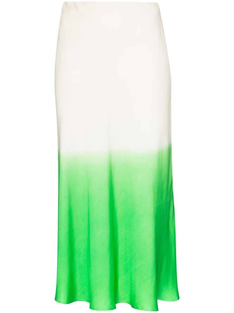 Shop Carcel Gradient-dyed Silk Midi Skirt In White