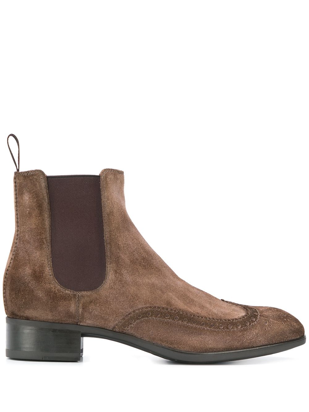 Santoni Low Heel Chelsea Boots In 棕色