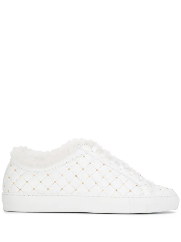 white quilted sneakers