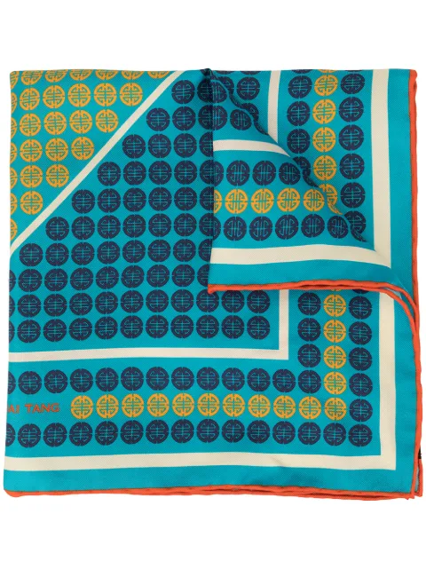 Shanghai Tang geometric shòu print pocket square