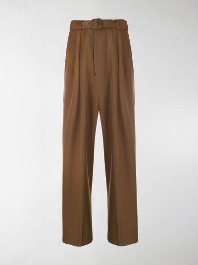 Dries Van Noten wide-leg belted trousers brown | MODES