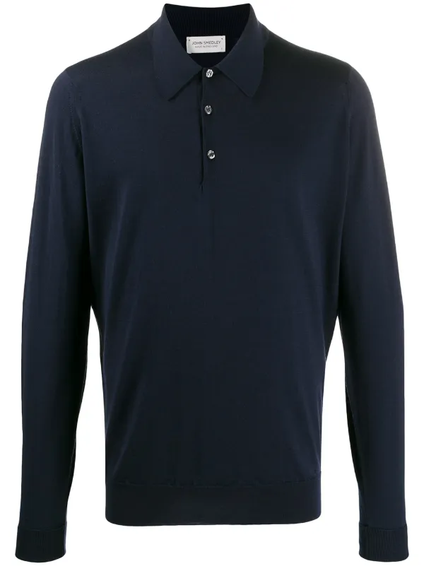 トップス 90's JOHN SMEDLEY Black Knit Polo John Smedley Sea Island Cotton Black Polo Shirt | The Merchant Fox