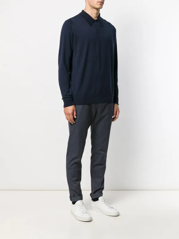 John Smedley Knitted Polo Shirt | Blue | FARFETCH ZA