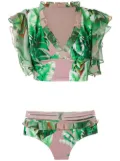 Amir Slama printed crop top bikini set - Green