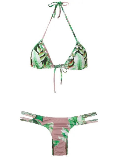 Amir Slama Triangel-Bikini mit Print