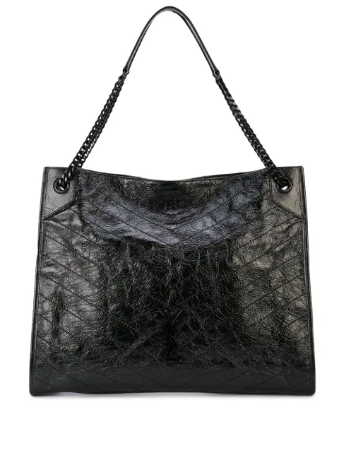 Click to view more detailed imagery on our partner's website Saint Laurent Niki Large Crinkled Calf Shopper Shoulder Bag, Black Hardware
